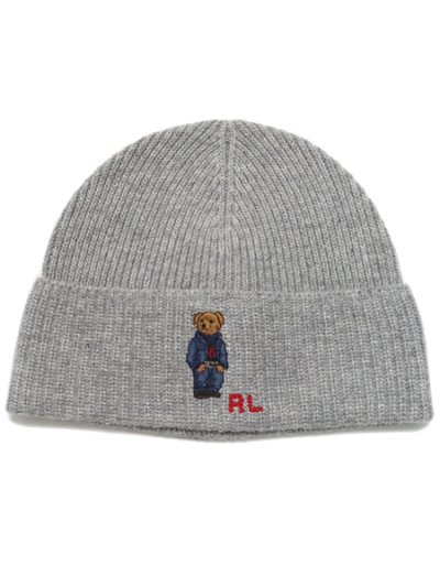 画像1: POLO RALPH LAUREN DENIM BEAR RIB KNIT BEANIE