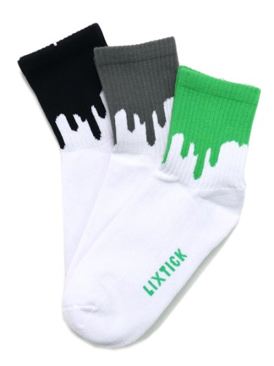 画像1: LIXTICK DRIP SOCKS 3PACK 1ST GREEN/GREY/BLACK