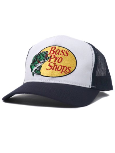 画像1: BASS PRO SHOPS EMBROIDERED LOGO MESH TRUCKER CAP NV/WH