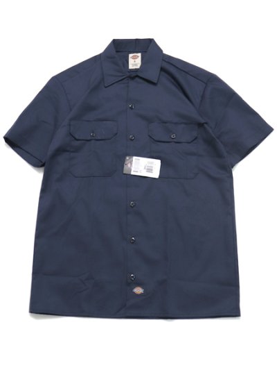 画像1: DICKIES S/S WORK SHIRT-NAVY BLUE