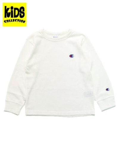 画像1: 【KIDS】CHAMPION KIDS US COTTON WAFFLE L/S TEE-OFF WHITE