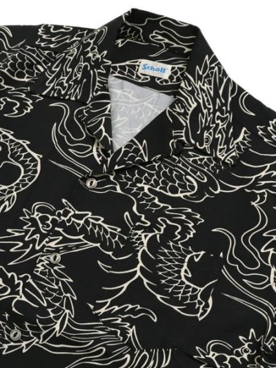 画像3: 【SALE】SCHOTT HAWAIIAN SHIRT DRAGON CHARCOAL