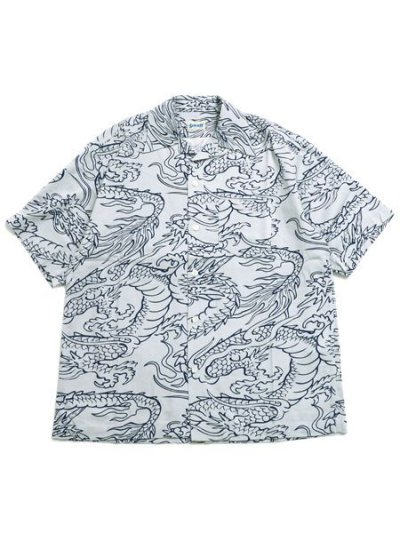 画像1: 【SALE】SCHOTT HAWAIIAN SHIRT DRAGON WHITE