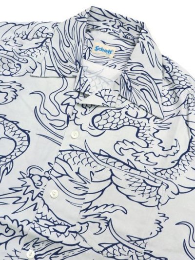 画像3: 【SALE】SCHOTT HAWAIIAN SHIRT DRAGON WHITE