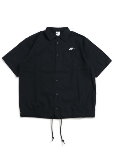 画像1: NIKE CLUB OXFORD BOTTON UP S/S TOP-BLK/WHT