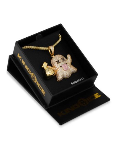 画像4: 【送料無料】KING ICE MONEY GHOST EMOJI 1.7" GOLD NECKLACE