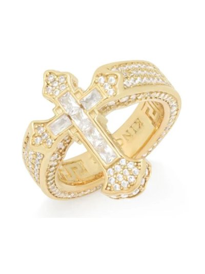 画像1: 【送料無料】KING ICE FLEUR DE LIS CROSS GOLD VERMEIL RING