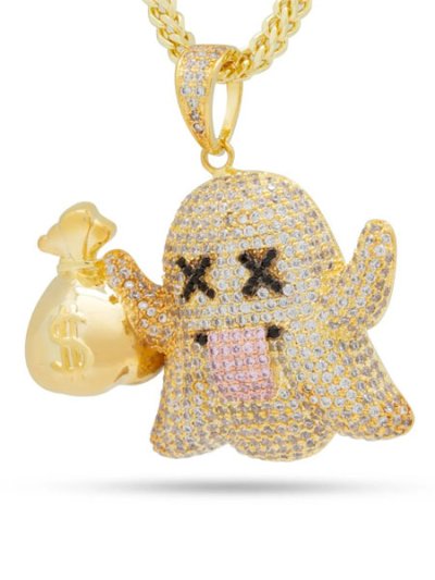 画像2: 【送料無料】KING ICE MONEY GHOST EMOJI 1.7" GOLD NECKLACE