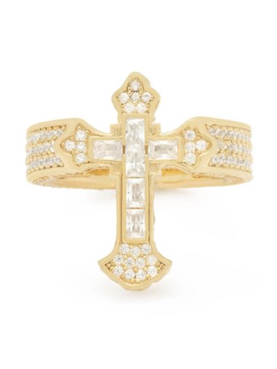 画像2: 【送料無料】KING ICE FLEUR DE LIS CROSS GOLD VERMEIL RING