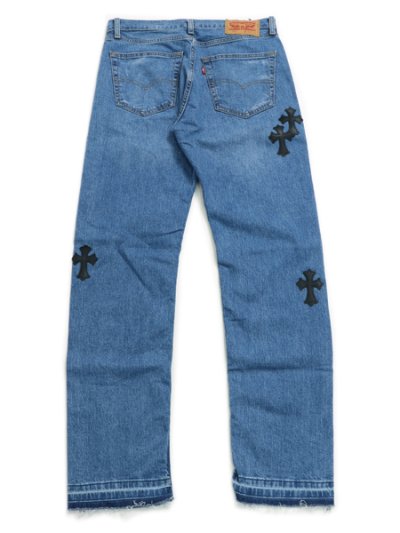 画像2: 【送料無料】ADVANCE LEVIS 505 CROSS LEATHER LT BLUE WASH