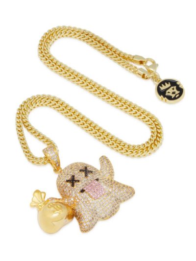 画像1: 【送料無料】KING ICE MONEY GHOST EMOJI 1.7" GOLD NECKLACE