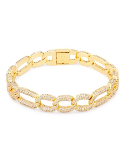 画像1: 【送料無料】KING ICE 10MM ICED FIGARO 8" GOLD BRACELET