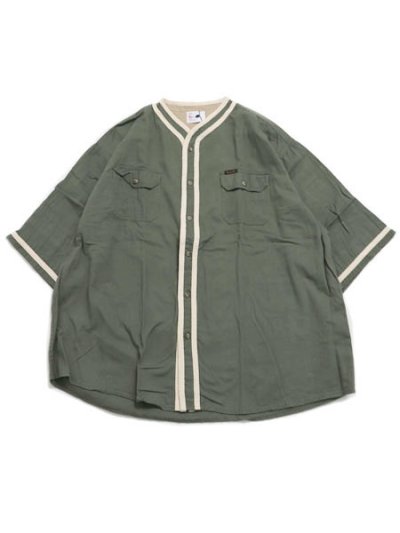 画像1: 【SALE】MR.REMAKE MAN REMAKE BASEBALL SHIRT GREEN ASSORT