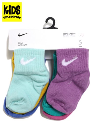 画像1: 【KIDS】NIKE INFANT SWOOSH 6PK ANKLE SOCKS-JADE ICE