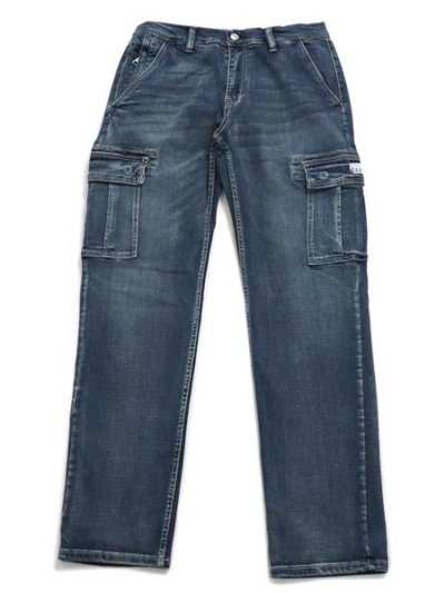 画像1: 【送料無料】PRO CLUB HW RELAXED FIT DENIM CARGO PANT DK STW