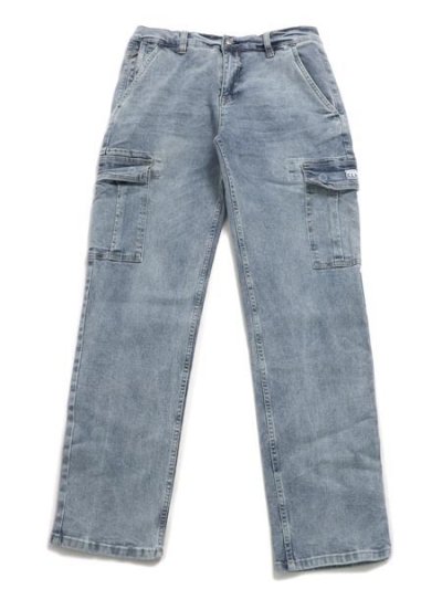 画像1: 【送料無料】PRO CLUB HW RELAXED FIT DENIM CARGO PANT LT STW