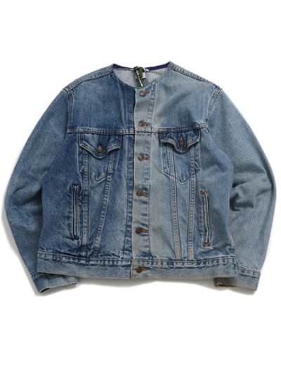 画像1: 【送料無料】SUNNY SIDE UP REMAKE 2FOR1 NO COLLAR DENIM JACKET