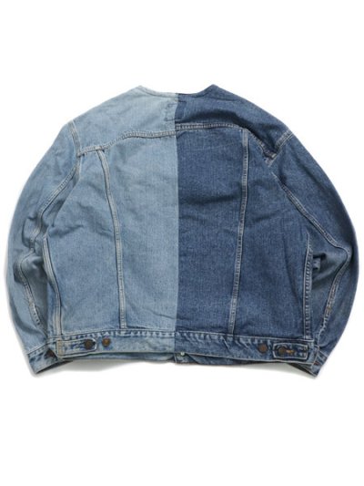 画像2: 【送料無料】SUNNY SIDE UP REMAKE 2FOR1 NO COLLAR DENIM JACKET