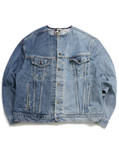 画像1: 【送料無料】SUNNY SIDE UP REMAKE 2FOR1 NO COLLAR DENIM JACKET