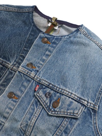 画像3: 【送料無料】SUNNY SIDE UP REMAKE 2FOR1 NO COLLAR DENIM JACKET