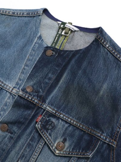 画像3: 【送料無料】SUNNY SIDE UP REMAKE 2FOR1 NO COLLAR DENIM JACKET