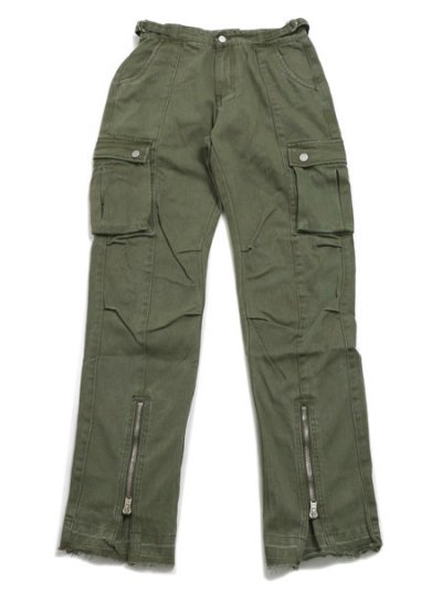 画像1: 【送料無料】mnml FRONT ZIP FLARE CARGO PANTS OLIVE