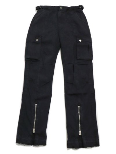 画像1: 【送料無料】mnml FRONT ZIP FLARE CARGO PANTS BLACK