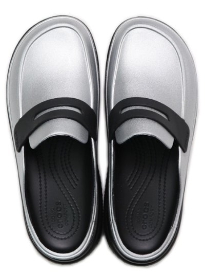 画像4: 【送料無料】crocs STOMP METALLIC LOAFER SILVER/BLACK