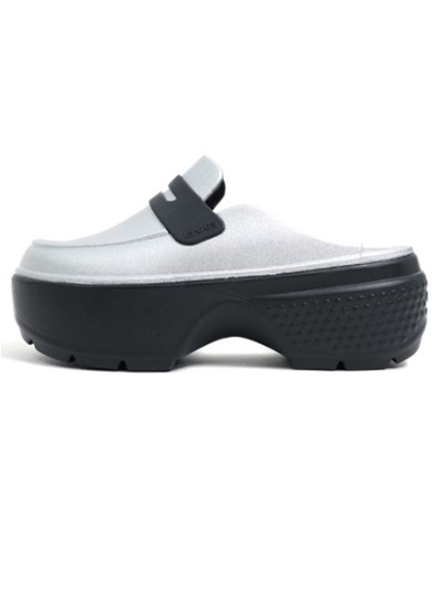 画像1: 【送料無料】crocs STOMP METALLIC LOAFER SILVER/BLACK