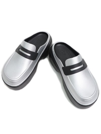 画像3: 【送料無料】crocs STOMP METALLIC LOAFER SILVER/BLACK