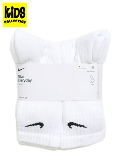 画像1: 【KIDS】NIKE JUNIOR EVERYDY CUSH CREW 6PR-WHITE/BLACK