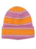 KANGOL FUZZY STRIPE BEANIE PEONY PINK