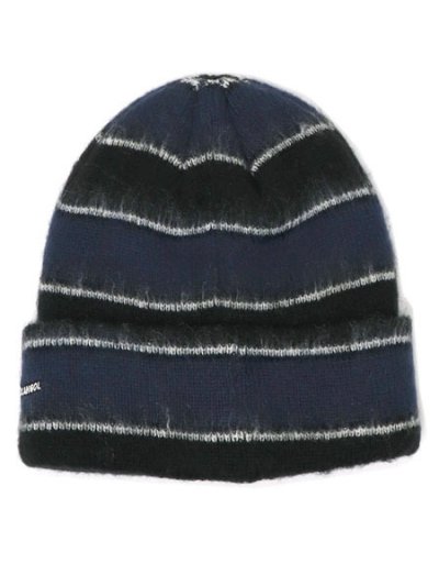 画像2: KANGOL FUZZY STRIPE BEANIE BLACK