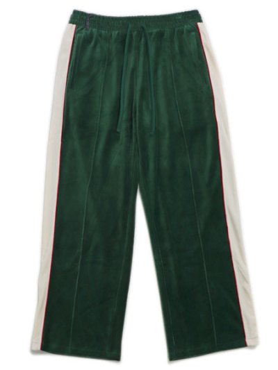 画像1: 【送料無料】MANASTASH VELVET TRACK PANTS GREEN