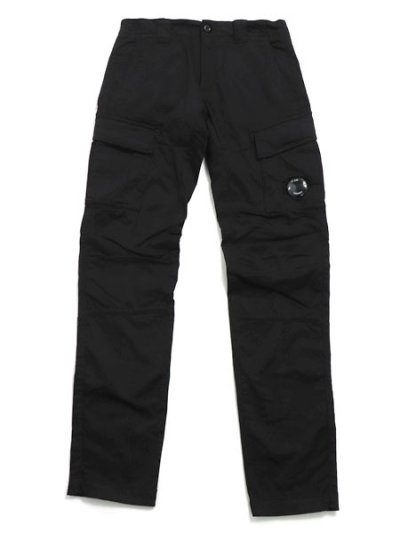 画像1: 【送料無料】C.P.COMPANY LENS DOUBLE CARGO PANT STRETCH SATIN BLK