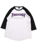 【MEGA SALE】THRASHER MAG LOGO RAGLAN TEE WHITE/BLK/PURPLE