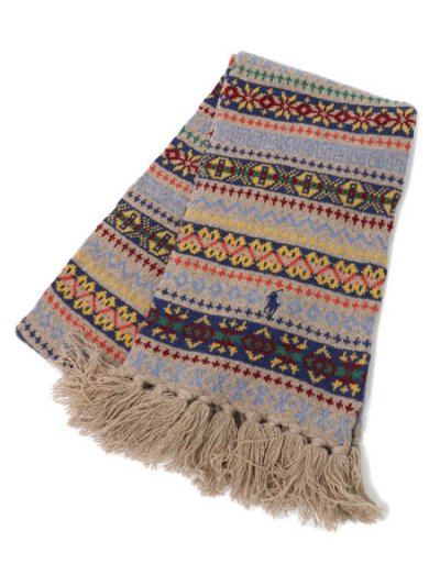 画像1: 【送料無料】POLO RALPH LAUREN FAIRISLE WOOL BLEND KNIT SCARF