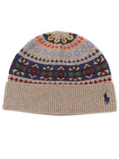 画像1: 【送料無料】POLO RALPH LAUREN FAIRISLE WOOL BLEND KNIT BEANIE