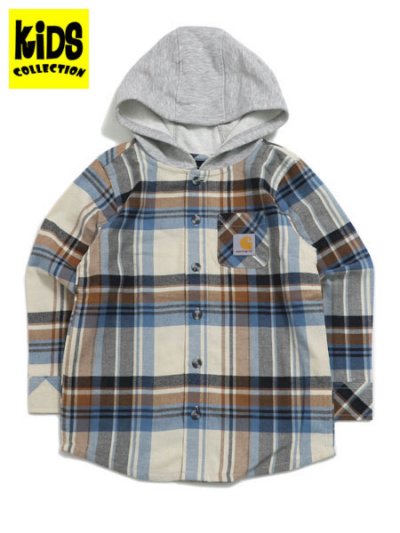 画像1: 【KIDS】CARHARTT KIDS CHILD LS FLANNEL HOODDED SHIRT-MALT