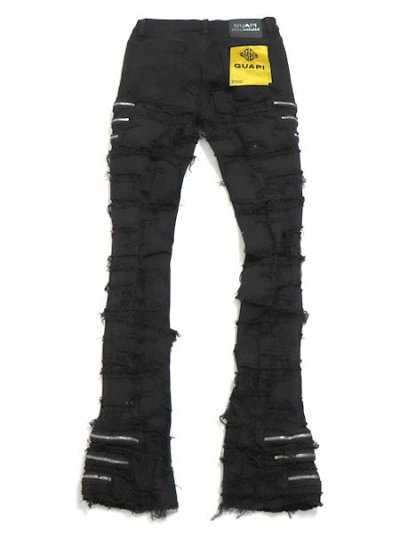 画像2: 【送料無料】GUAPI OBSIDIAN BLACK DISTRESSED DENIM PANT