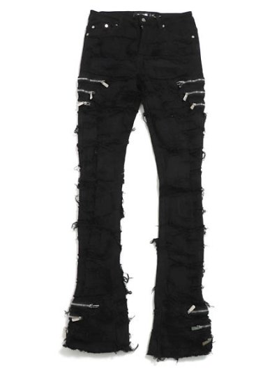 画像1: 【送料無料】GUAPI OBSIDIAN BLACK DISTRESSED DENIM PANT