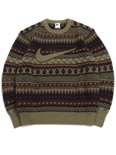 画像1: 【送料無料】NIKE NL FAIR ISLE CREW SWEATER-NEUTRAL OLIVE