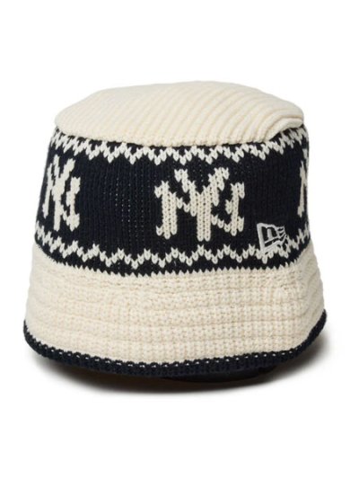 画像1: NEW ERA KNIT BUCKET GORO YANKEES CHROME/NAVY