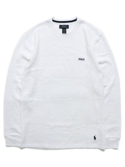 画像1: POLO RALPH LAUREN FOLDED WAFFLE L/S CREW WHITE/CRUISE NAVY