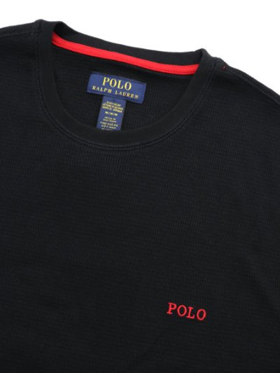 画像3: POLO RALPH LAUREN FOLDED WAFFLE L/S CREW POLO BK/RL2000 RD