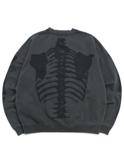 画像2: 【送料無料】VANSON PIGMENT DYED BONE CREW SWEAT BLACK/BLACK