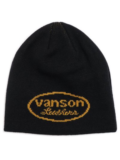 画像1: VANSON JACQUARD LOGO BEANIE BLACK/YELLOW