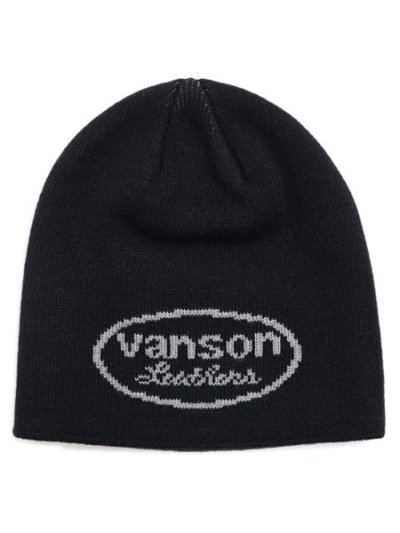 画像1: VANSON JACQUARD LOGO BEANIE BLACK/GREY