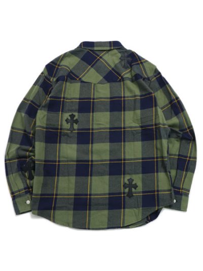 画像2: 【送料無料】ADVANCE LEVIS CHECK SHIRT CROSS LEATHER OLIVE GR