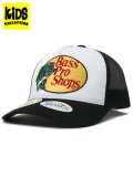 【KIDS】BASS PRO SHOPS YOUTH EMB LOGO MESH TRUCKER CAP BLACK/WH